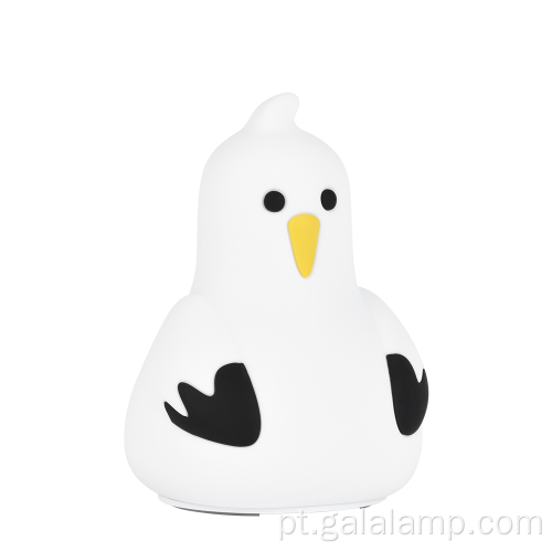 Lâmpada de silicone animal gaivota com luz de toque recarregável
